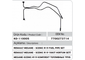 7700273714 Renault Megane - Scenic - R19 Yakıt Hortum Seti